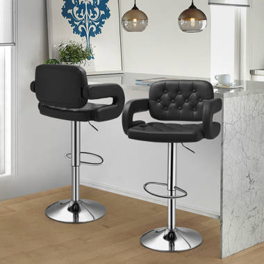 Brayden Studio Altier Upholstered Swivel Adjustable Height Bar